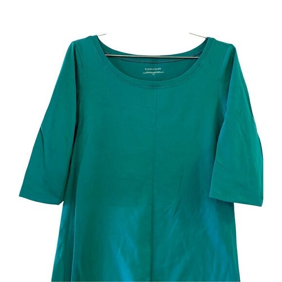 Eileen Fisher Womens Shift Dress Turquoise Green Ballet Neck 3/4 Small New - Picture 2 of 8